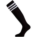 Black with triple white stripes sports socks